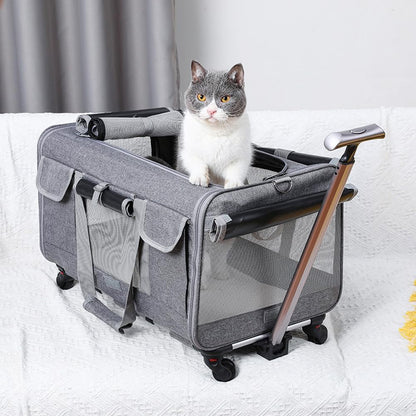 axGear Rolling Pet Carrier Trolley Wheels Dog Cat Traveling Camping Air