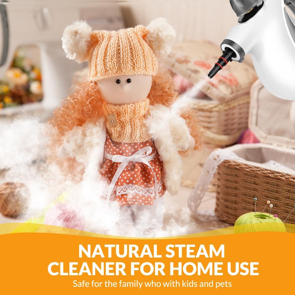 Handheld Pressurized Steam Cleaner with 12 pcs Accessories, Portable Steamer for Cleaning, Steam Cleaner for Home Use, Steamer for Cleaning Car, Furniture, Floor, Upholstery, Grout and Tile, Deep Gray