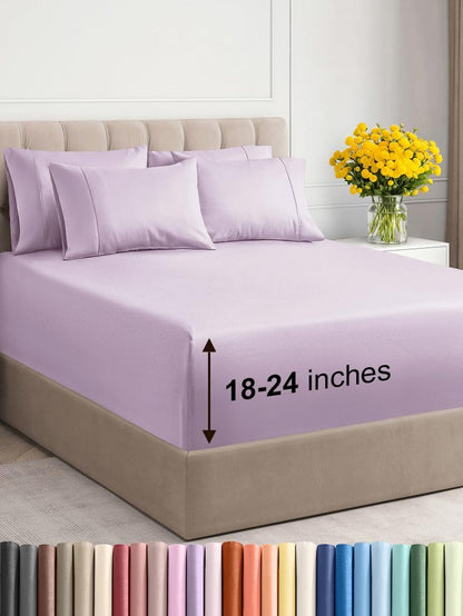 Extra Deep Queen Sheet Set - 6 Piece Breathable & Cooling Sheets - Hotel Luxury Bed Sheets Set - Easy & Secure Fit - Soft, Wrinkle Free & Comfy Sheets Set - White Sheet Set w/Extra Deep Pockets