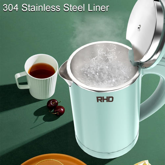 RHD 0.5L Small Portable Electric Kettles for Boiling Water, 304 Stainless Steel Hot Water Dispensers, Fast Boil Teapot, Auto Shut-Off, Perfect For Dorm RV Travel Coffee Tea, Green