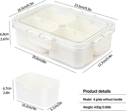 KIGITIONE Snackle Box, Pink 8 Compartments Portable Serving Tray, Divided Snackle Box Container with Lid and Handle, Snack Organizer for Fruits, Snacks, Nuts, Candy, Ideal for Party, Travel & Picnics