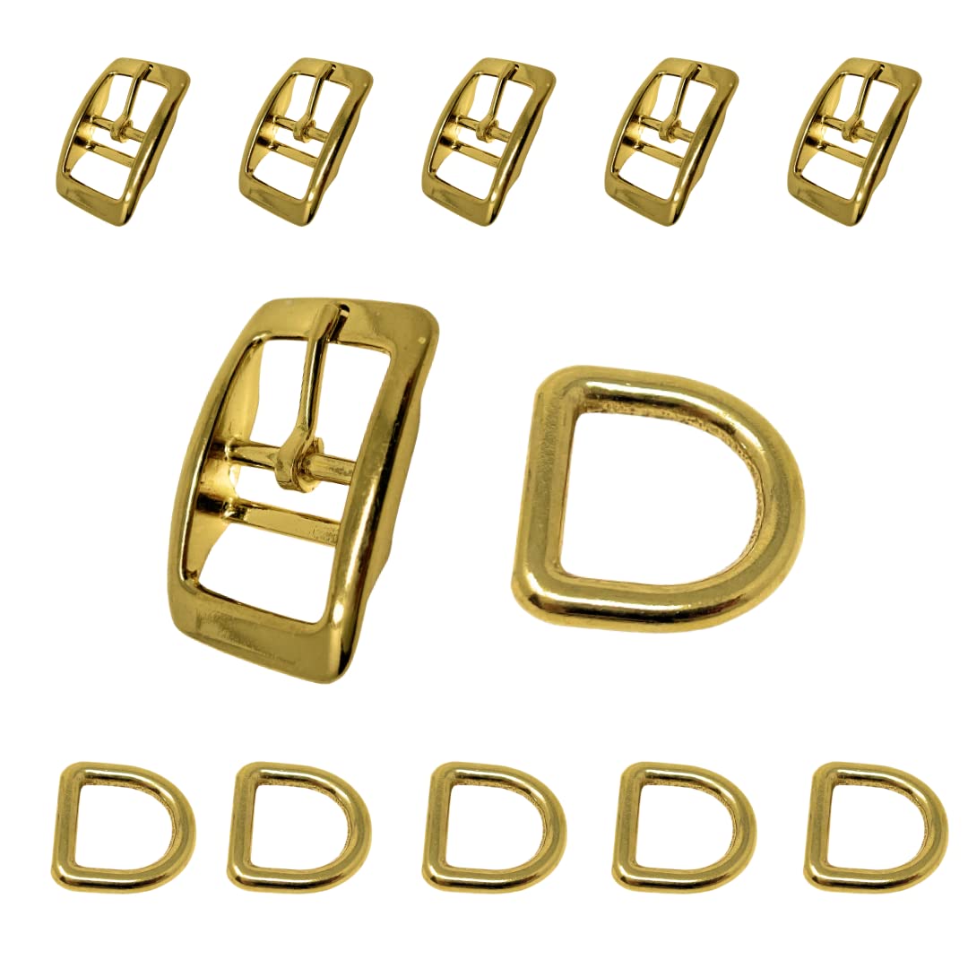 Regal Dog Products 1" Inch Double Bar Buckle and Matching D-Ring in Nickel Plated Hardware (6-pack)