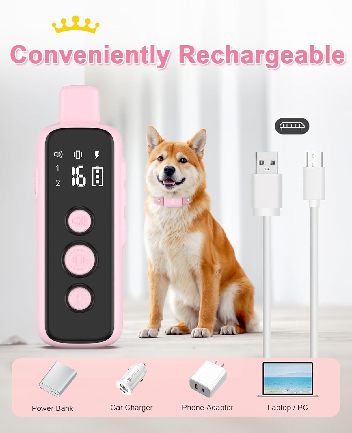 Bousnic Shock Collar for Dogs - Waterproof Rechargeable Dog Electric Training Collar with Remote for Small Medium Large Dogs with Beep, Vibration, Safe Shock Modes (8-120 Lbs) (Green)