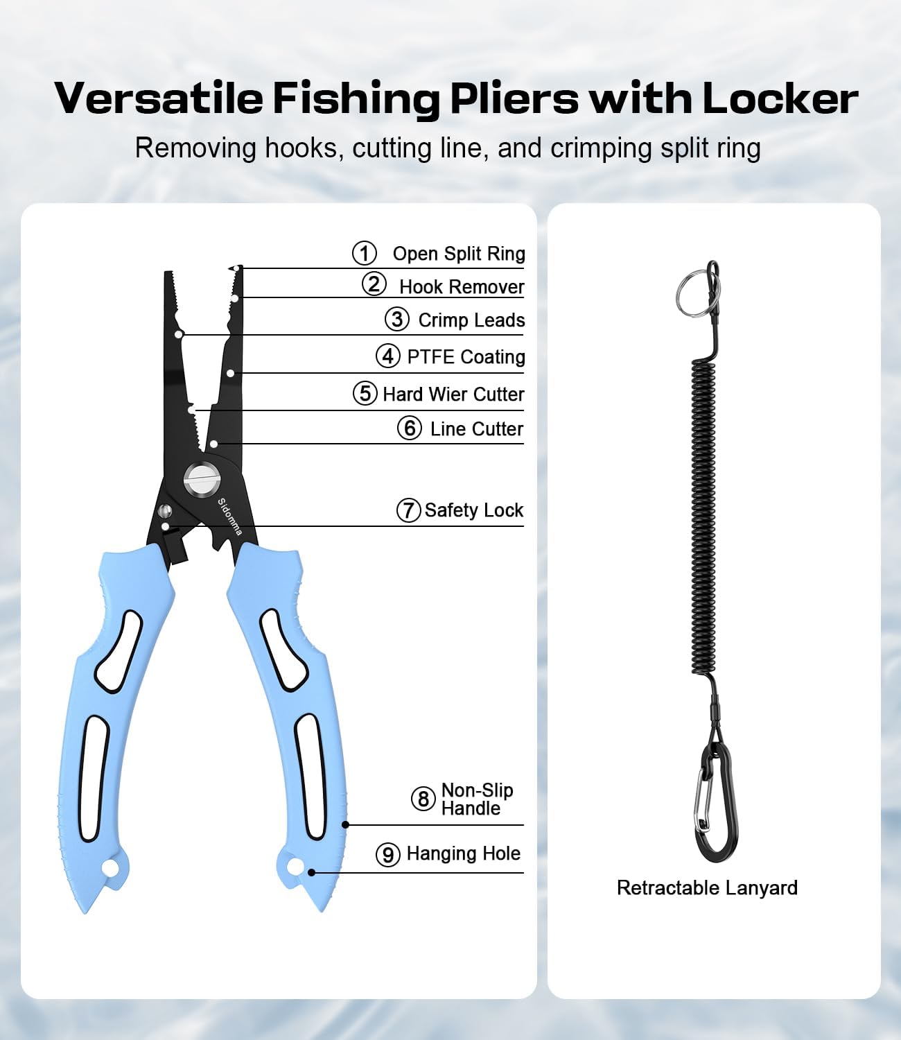 Sidomma Pro Fishing Gear and Equipment Tools Accessories Kit with Fishing Pliers Fillet Knife Scissors Fish Lip Gripper Fish Ruler Fishing Gifts for Men Saltwater Fishing Fly Fishing Ice Fishing