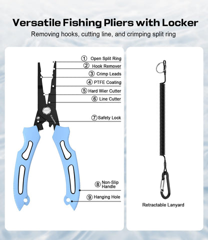 Sidomma Pro Fishing Gear and Equipment Tools Accessories Kit with Fishing Pliers Fillet Knife Scissors Fish Lip Gripper Fish Ruler Fishing Gifts for Men Saltwater Fishing Fly Fishing Ice Fishing