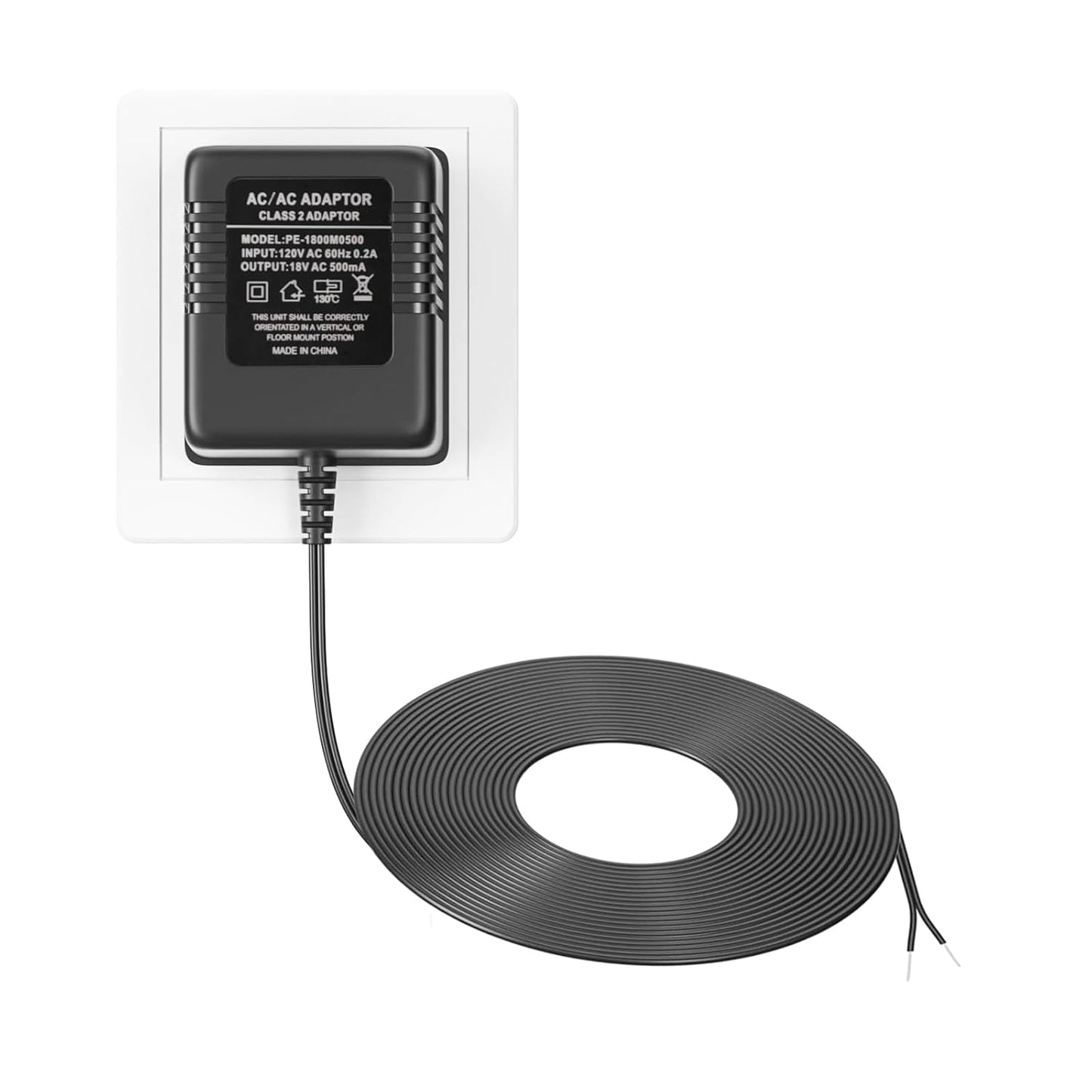 24V 500mA Power Adapter,Extra Long 26ft Extension Cabel Doorbell Transformer for Nest Ecobee Sensi,Honeywell,Ring Video Doorbell,Wyze Doorbell,Eufy Pro Cam,Power Supply