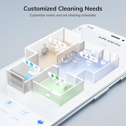 ILIFE A30 Pro Robot Vacuum and Mop, Self Emptying Station for 60 Days, 5000Pa Suction, LiDAR Navigation, No-Go Zones, 2.4G WiFi/App/Alexa/Remote Control, Roller Brush for Carpet, Hard Floors, 110V