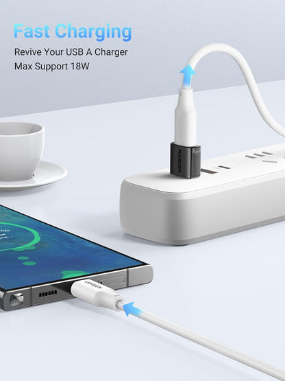 UGREEN USB to USB C Adapter 3 Pack, 10Gbps Data Transfer USB A to USB C Adapter Car Charger Adapter for iPad iPhone 16 15 Pro Max Galaxy S24 S23 Pad Air Mini, Car Play, PC/Laptop,Hard Drive Enclosure