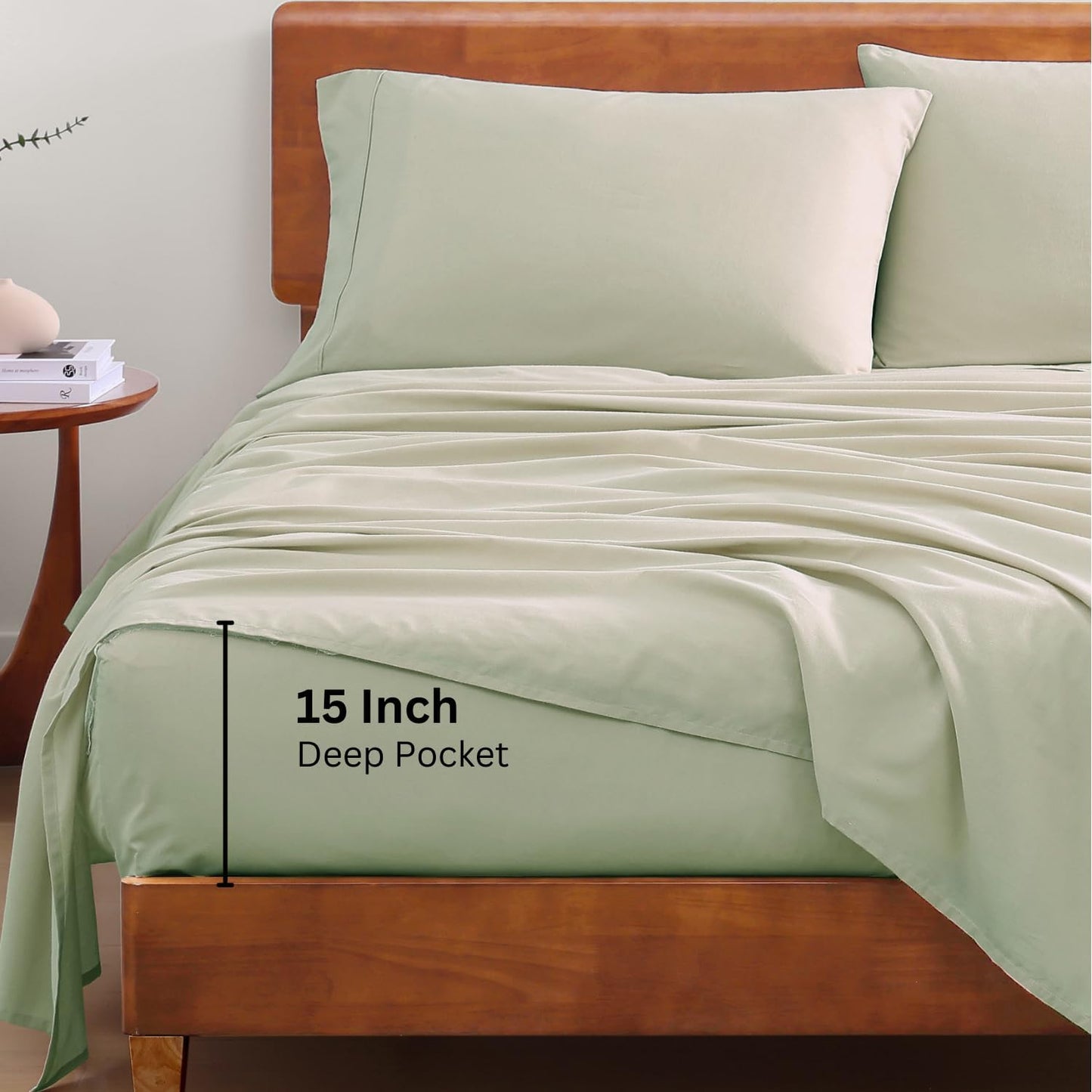 Lane Linen 100% Organic Cotton Queen Sheet Set, 4-Piece Percale Bed Sheets for Queen Bed - Soft, Breathable, Hypoallergenic, Deep Pocket Fits Mattress Up to 15" Deep, Hotel Quality Sheets - White
