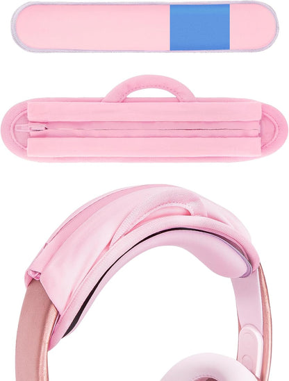 Geekria Hook and Loop Headband Cover + Pad Set, Protector with Zipper Closure Compatible with Medium Sized Headphones, Easy DIY Installation (Protein Leather/Black)