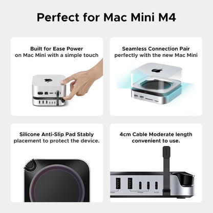 UGREEN Mac mini M4 Dock & Stand with NVMe SSD Enclosure, Docking Station with 3*USB A 3.2, 2*USB A 3.0, 2*USB C 3.2 10Gbps, SD/TF 170MB/s, USB C Hub Compatible with Mac mini M4 Pro