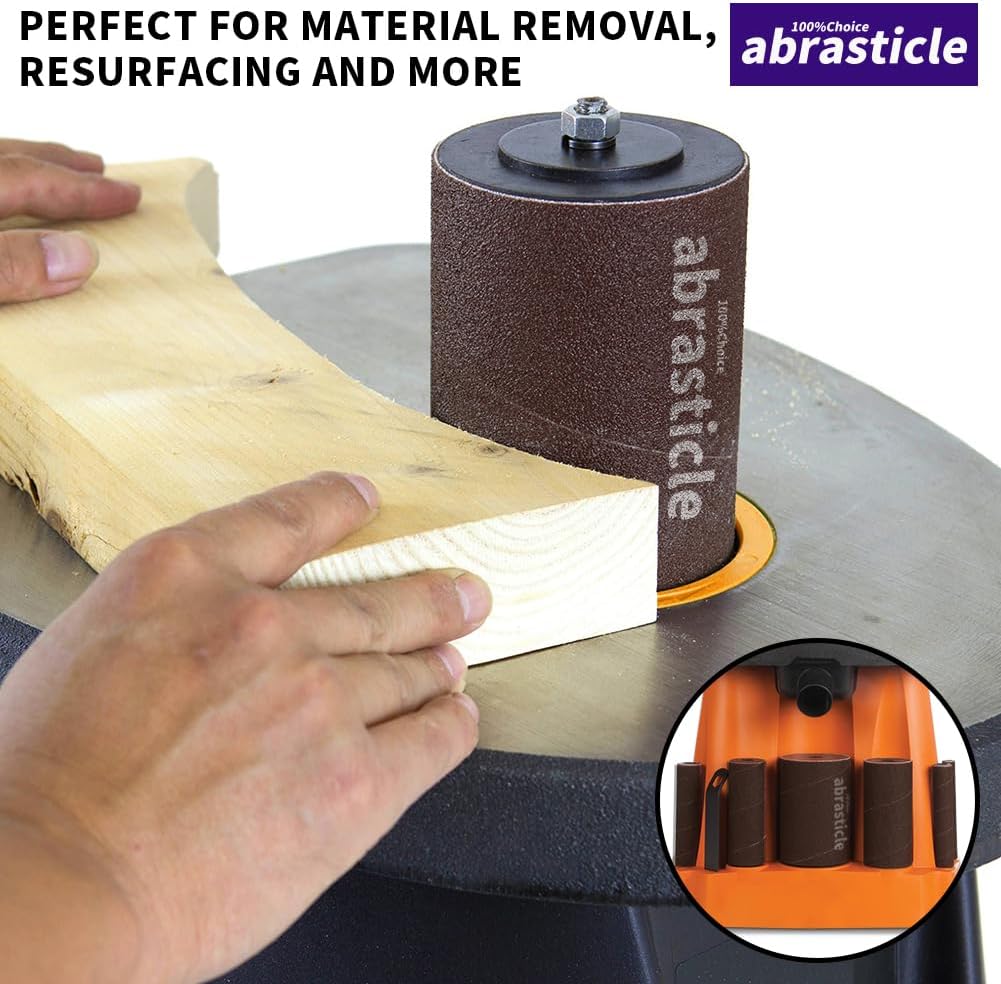 18 Pack Spindle Sander Sleeves, Sanding Sleeves for Oscillating Sander, 80 150 240 Assorted Grit Sandpaper, 4-1/2" Length, 1/2",3/4",1",1-1/2", 2", 3" Diameter