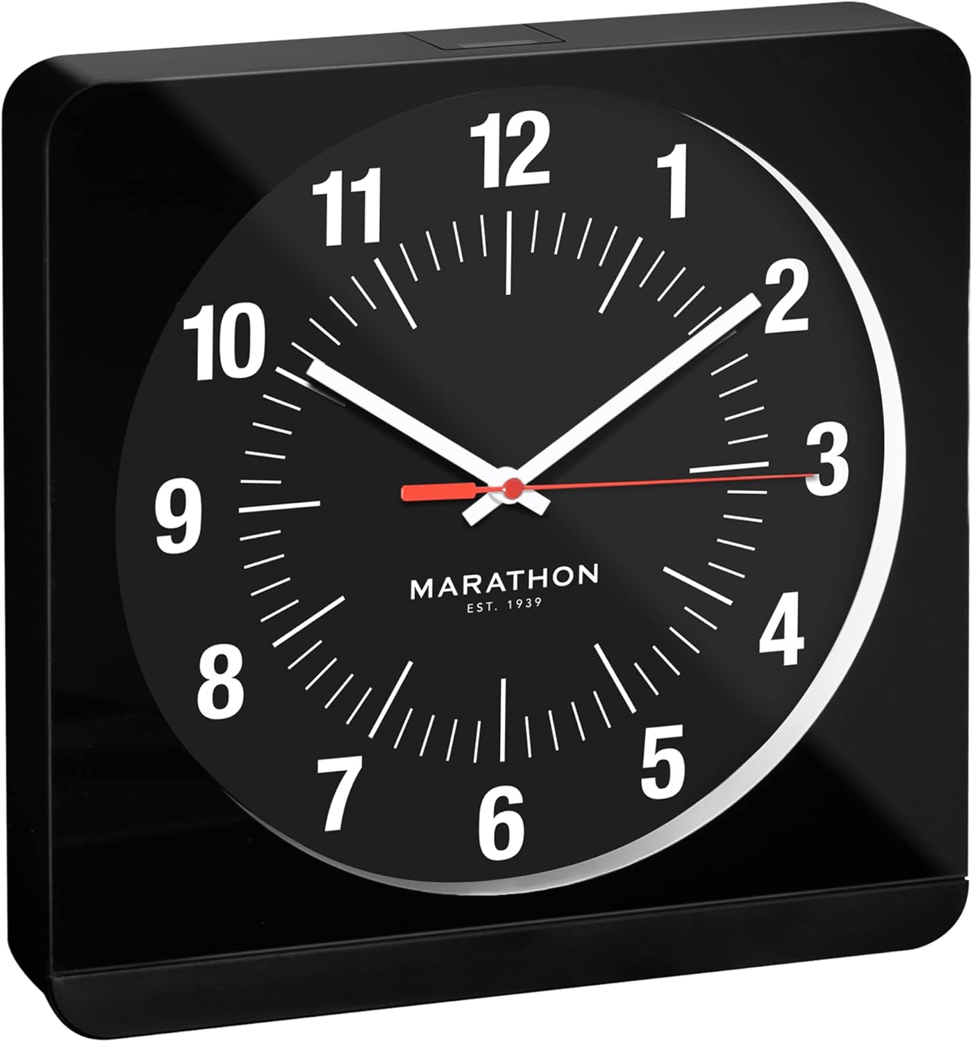 Marathon Studio Edition 12-Inch Jumbo Analog Wall Clock with Auto Night-Light (Model: CL030057-BK-WS-NA)
