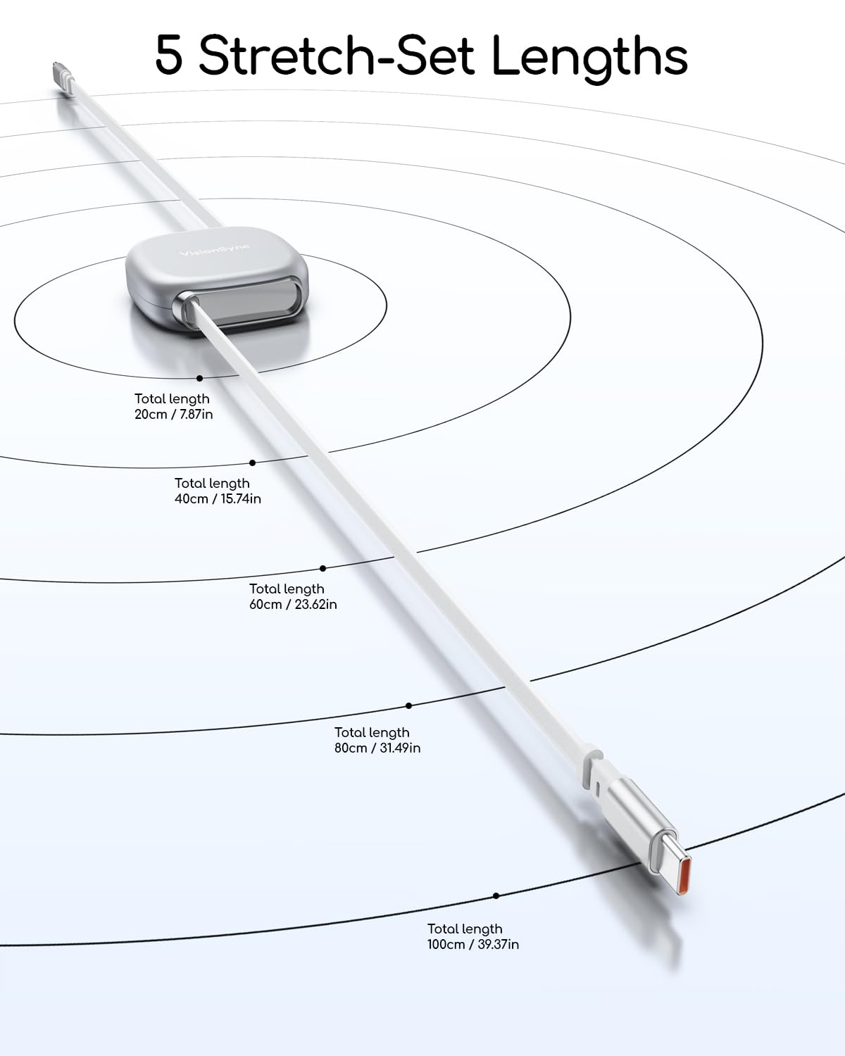 240W Retractable USB C Cable for Phones,3.3FT,2Pack,Grey PD3.1 USB C to USB C Cable with Magnetic Slot for Travel,Car,4 Preset Length,Super Fast Charging