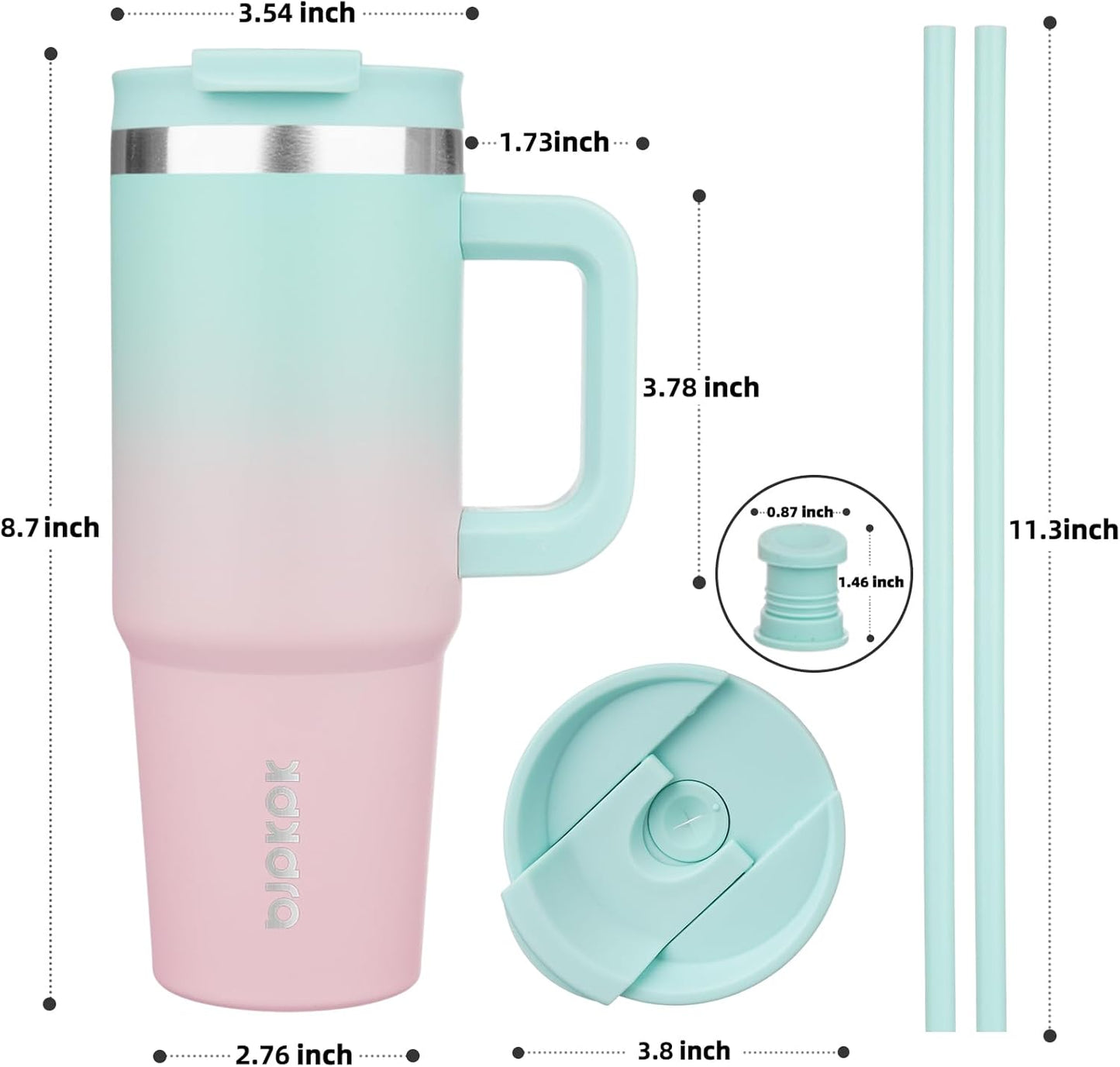 BJPKPK Tumbler with Handle and Straw 30oz Insulated Tumbler Cups with Lid Stainless Steel Travel Coffee Mug,Indigo Black
