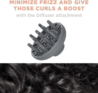 InfinitiPRO by Conair 750C Frizz Free Pro Dryer, 3 Heat/2 Speed Settings, Includes Diffuser and 2 Contentrators, Rose Gold, Hair Dryer