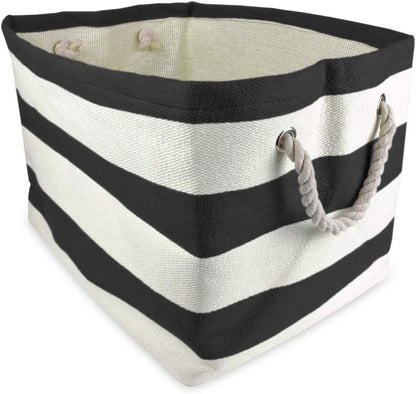 DII Storage Basket or Bin, Collapsible & Convenient Storage Solution for Office, Bedroom, Closet, Toys, Laundry (Large) - Pink Rugby Stripe