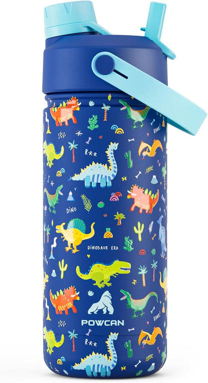 POWCAN 26 oz Insulated Water Bottle with 2-in-1 Straw and Spout Lid, Keep Cold 24H, Leak-Proof, Fits in Car Cup Holder, Stainless Steel Water Bottle for Sports, Travel, and School (Cotton Candy)