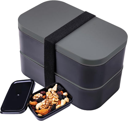 Bento Box Adult Lunch Box with Lunch Bag,Japanese Lunch Box Containers for Adult,Bento Lunch Box with Leakproof 54OZ Black (Black)