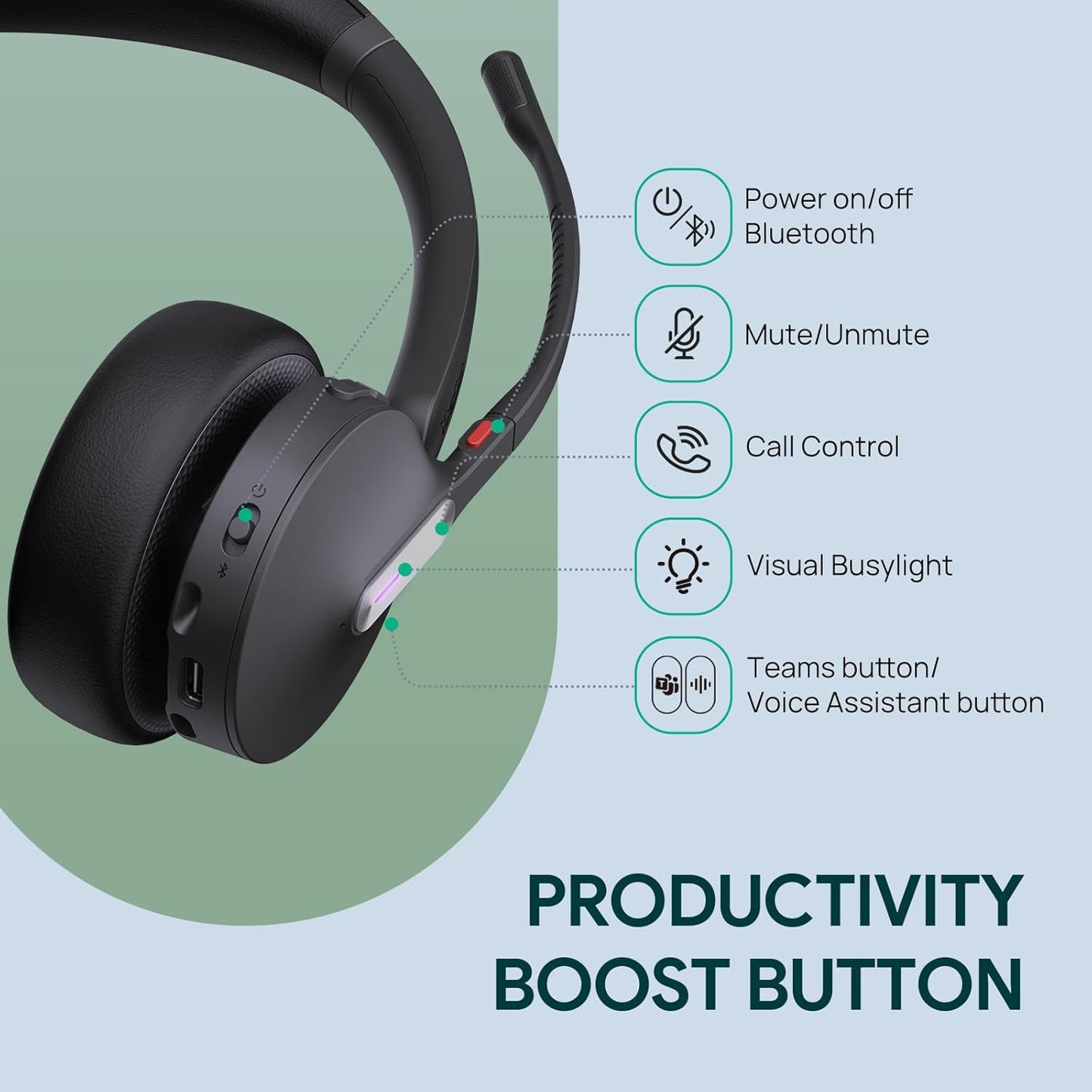 Yealink WH64 Pro DECT& Bluetooth Wireless Headset, 3.5" Touchscreen Teams, Mono Headphones, 606 ft Range,3X Noise Cancelling Mic, 26H Calls Office Work Single Ear Headsets for DeskPhone,Laptop,Mobile