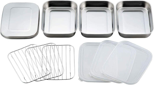 Shimomura Planning 31552 Deep Frying Bat, Set of 10 (Made in Japan), Convenient for Preparing, Divided with Lid, Cooking, Tempura, Corner Bat, Shallow Type, Stainless Steel, Mama Cook, Tsubamesanjo