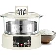 Moongiantgo Low Carb Rice Cooker 3L with Auto Lift Filter Basket, Glass Pot | Healthy Low Sugar Rice Maker 700W, Digital Touch Control, 12H Timer & Keep Warm, Steamer for Porridge, Soup, Oats, Grains