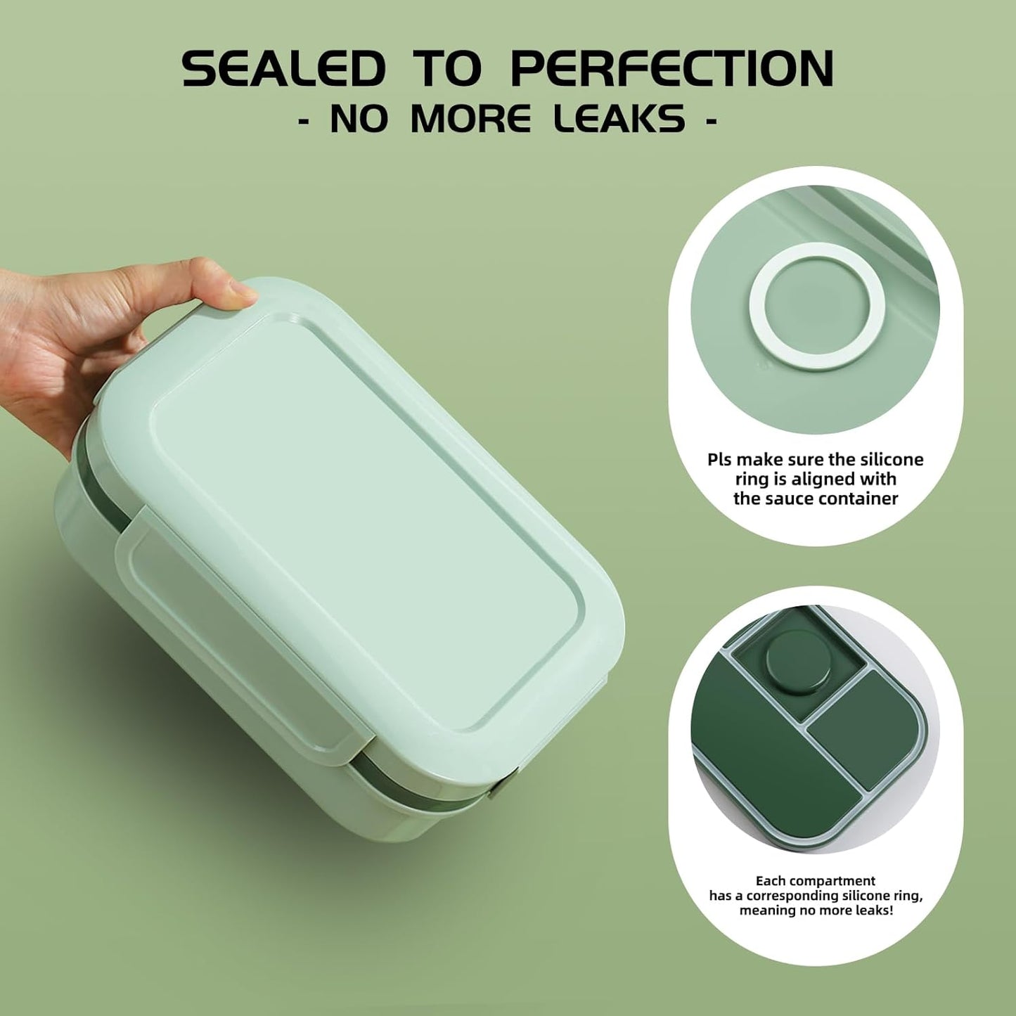 Bento Box Adult Lunch Box - 2000 ML Stackable with 8 Compartments, Leak-Proof, Built-in Sauce Container, Utensils, Microwave/Dishwasher/Freezer Safe - Blue