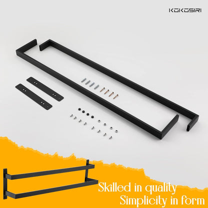 KOKOSIRI Towel Bars Black Bath Towel Holders 20 Inches Bathroom 2-Tiers Ladder Towel Rails Wall Mounted Towels Shelves Rack Stainless Steel, B5008BK-L20