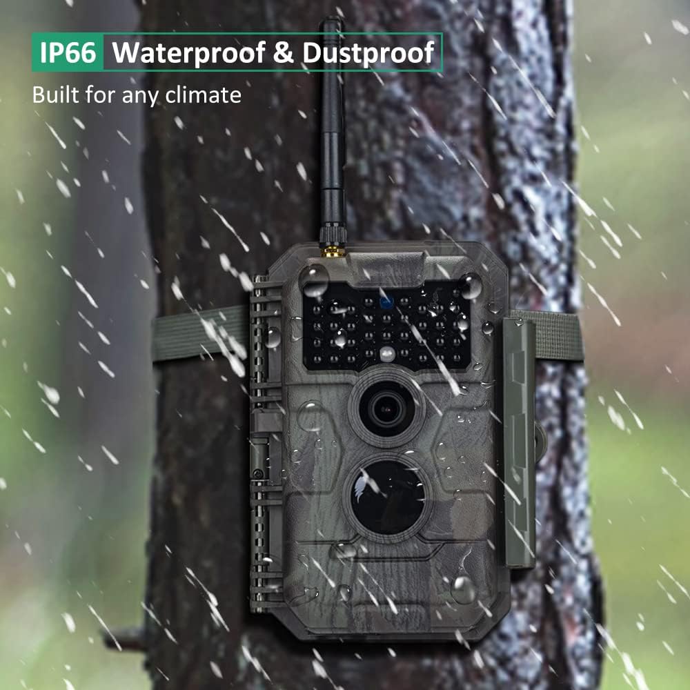 GardePro E6 Trail Camera, WiFi Blueooth, 48MP 1296p, Game Cameras with No Glow Night Vision, External Antenna, Motion Activated, Waterpoof