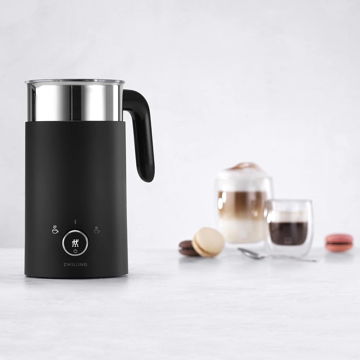 ZWILLING Enfinigy Electric Barista Non-Slip Milk Frother and Warmer, Black- Milk Steamer for Latte, Cappuccino, Macchiato