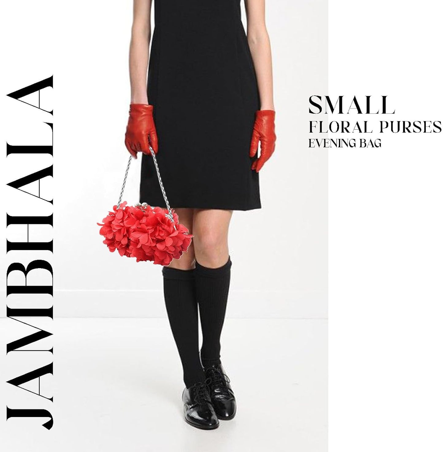 JAMBHALA Clutch Evening Handbags Floral Appliques Small Clutch Purses for Women