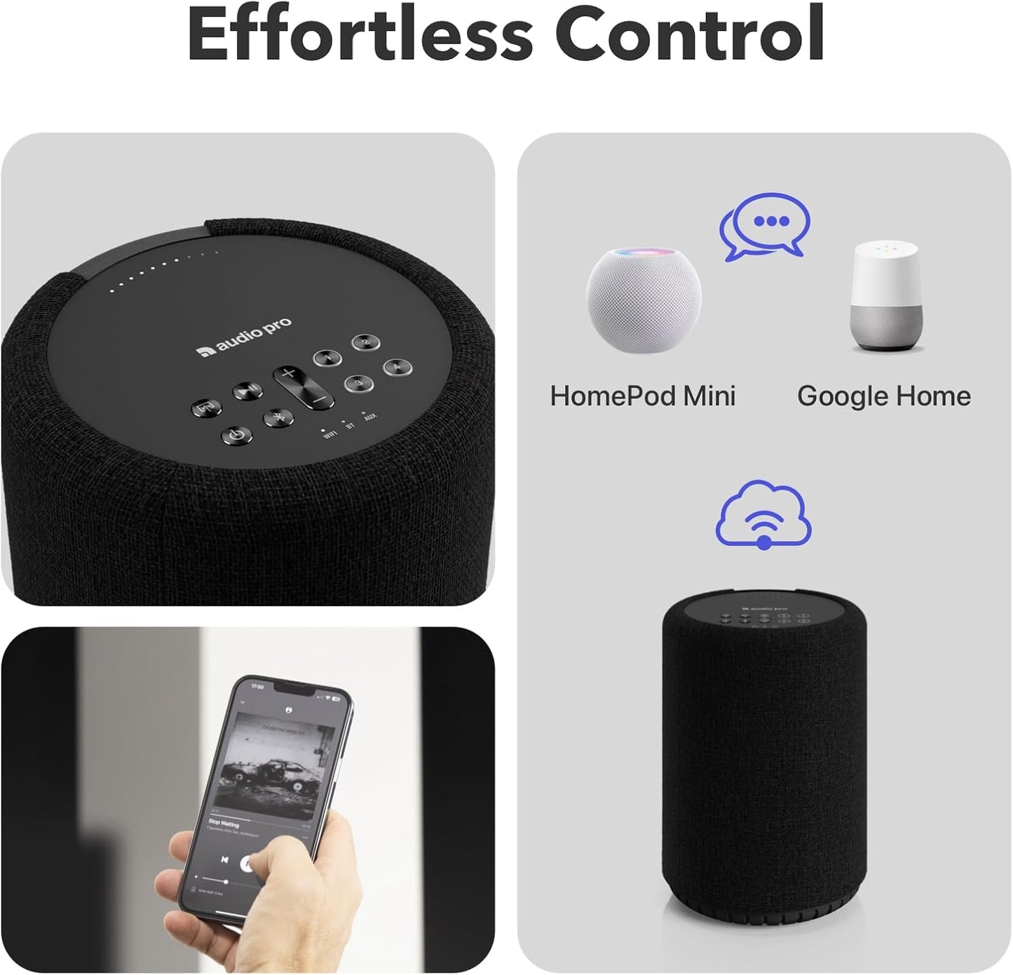 Audio Pro A10 MKII Wireless Multiroom Speaker, WiiM Edition | High Fidelity, Bluetooth, WiFi | Compatible with AirPlay 2, Google Cast, Siri, WiiM Home App, Stream Spotify, Tidal & More, Dark Gray