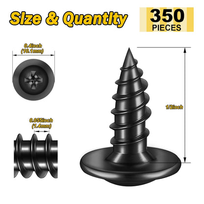 150Pcs #8 × 2" Black Screws for Wood, Phillips Truss Head Wood Screws, Quick Metal Self Tapping, Zinc Plated Steel, Truss Head Screws by Mywish