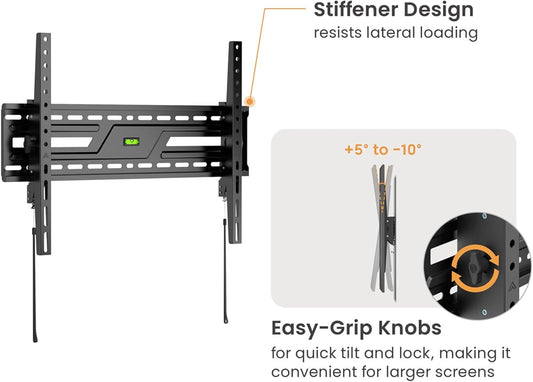 GPlus+ TV Wall Mount Premium Quality for Most 32-75" TVs, Tilting TV Mount Low Profile up to VESA 400x400mm and 165LBS/75Kg Loading, Easy for TV Centering and Space Saving KL38-44T - PuriLite