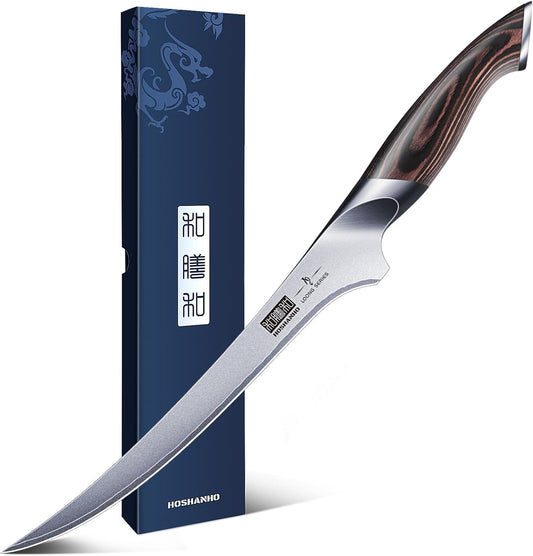HOSHANHO Fillet Knife | Japanese Fillet Knife | Boning Knife | High Carbon Stainless Steel Knife | Professional Fish Knife | Ergonomic Kitchen Knife