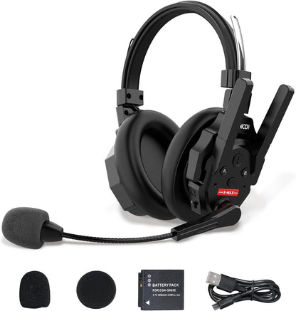 SYNCO XTALK XPRO2 Wireless Intercom Headset System, 2 Person 2.4GHz Wireless Communication Headset Full Duplex 500m/1640ft 24H with Noise Reduction 3.5mm Monitoring for Film Production Teamwork