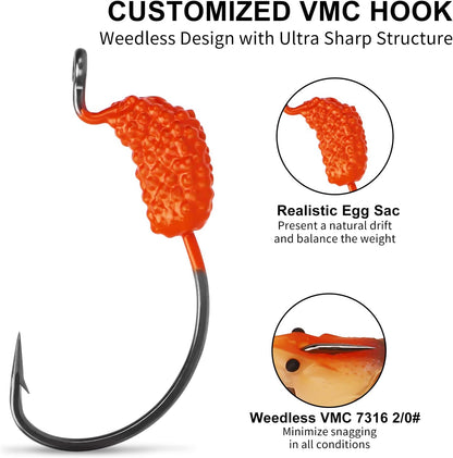 TRUSCEND Pre-rigged Fishing Jig Lures for Freshwater and Saltwater, Innovative Super Durable TPE Bass Lures, Lifelike Shrimp Crayfish Swimbait, Weedless Lure for Crappie Trout Walleye, Keep Separately