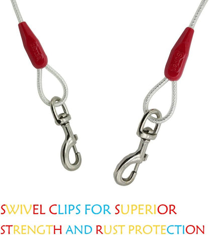Petest 25ft Reflective Tie-Out Cable for Small Dogs Up to 35 Pounds