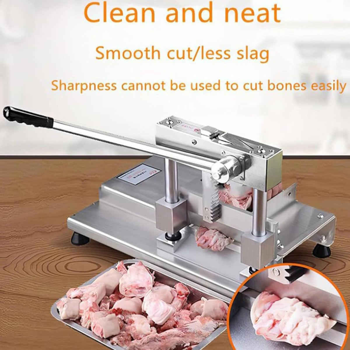 Stainless Steel Manual Bone Guillotine Shears, Commercial Meat Slicer for Cutting Chicken Duck Fish Lamb Bones, Ideal for Pigs Feet Tubular Bones Spareribs