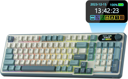 RK ROYAL KLUDGE S98 Mechanical Keyboard w/Smart Display & Knob, Top Mount 96% Wireless Mechanical Keyboard BT/2.4G/USB-C, Hot Swappable, Software Support, Massive Battery, 98 Keys