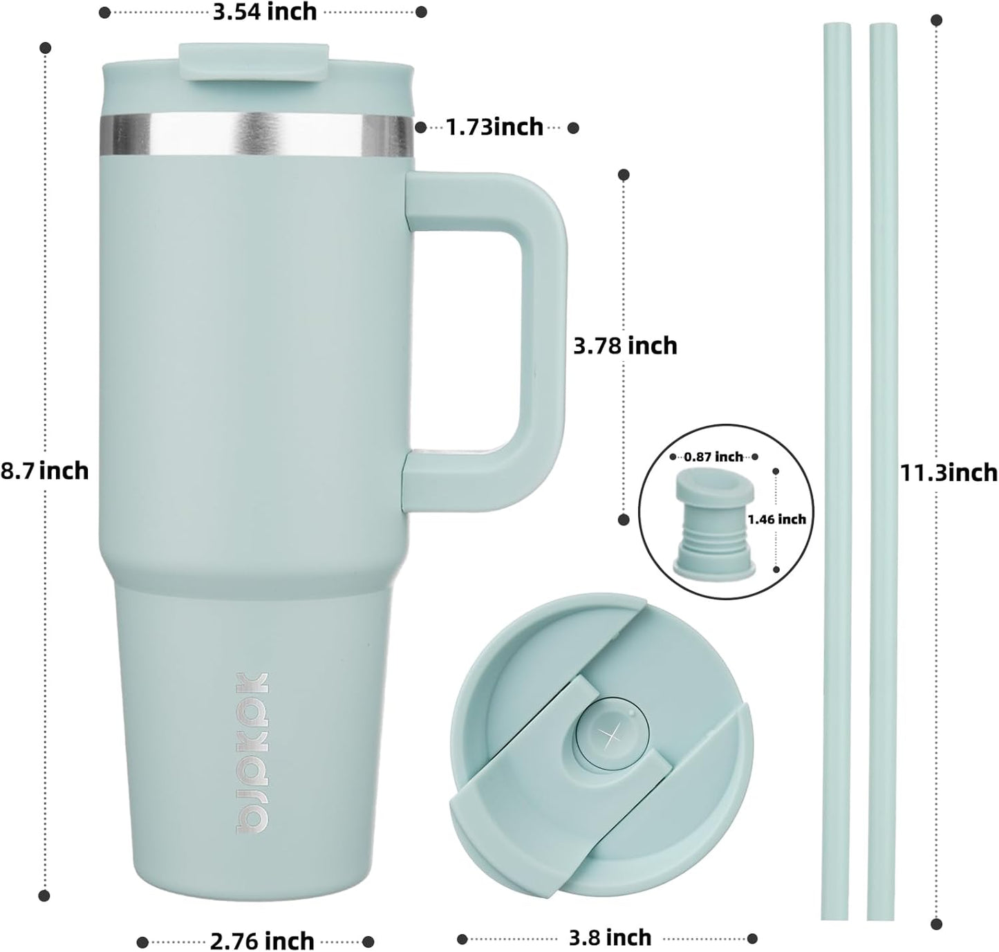 BJPKPK Tumbler with Handle and Straw 30oz Insulated Tumbler Cups with Lid Stainless Steel Travel Coffee Mug,Indigo Black