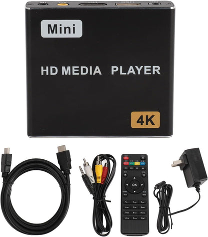 HDMI Media Player, 4K HD Digital Media Player for 4K TV Video, H.265 MP4 MKV Videos MP3 Music JPG Photos PPT, 7.1 Surround Sound, Dual USB Ports (US Plug)