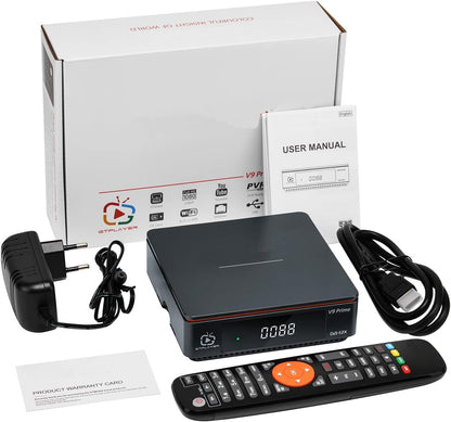 V9 Prime Digital Satellite Receiver H.265 FTA Free to Air DVB-S/S2/S2X 10bit HEVC Built-in 2.4G WiFi Support CA Card, Biss Auto Roll