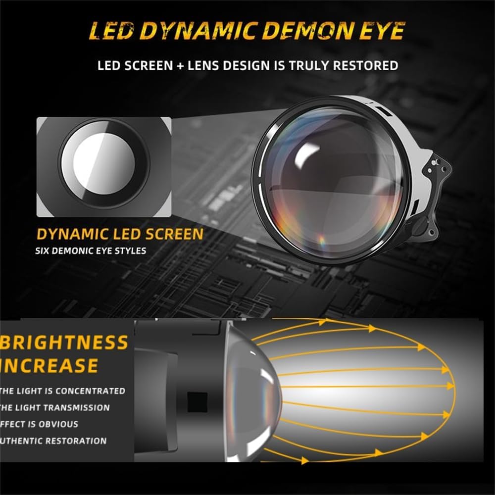 2PCS Dynamic Eyes LED Car Headlight, Blinking Red Demon Eyes Halloween Headlights with Color Lenses for Eyes, Light Up Big Eyeball Lights For Car