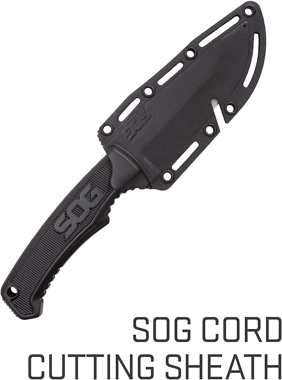 SOG Tactical Knife with Sheath - “Field Knife” Fixed Blade Knives FK1001-CP 4” Fixed Blade Knife with Full Tang Sharp Knife Blade + Survival Knife Grip, Black