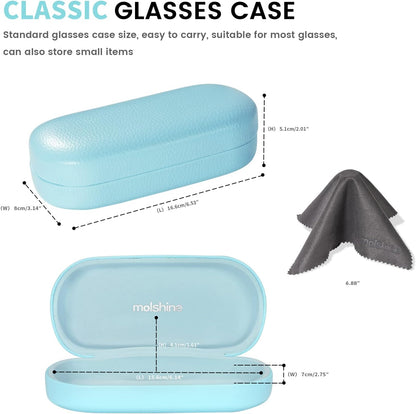 molshine Hard Shell Leather Sunglasses Case,Classic Large Glasses Case for Women Men,Sunglass Eyeglasses
