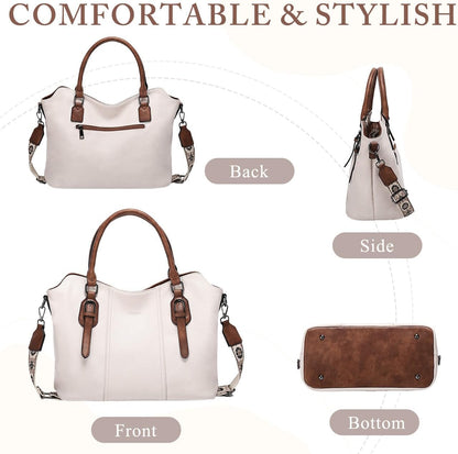 Hobo Bags for Women,VASCHY Vegan Leather Handbag Purse Top Handle Satchel Boho Shoulder Bag with Crossbody Guitar Strap