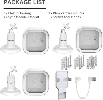 All-New Blink Outdoor 4 (4th Gen) Camera Mount, 3 Pack Protective Cover and 360 Degree Adjustable Mount with Blink Sync Module 2 Outlet Mount for Blink Camera Security System (Black)