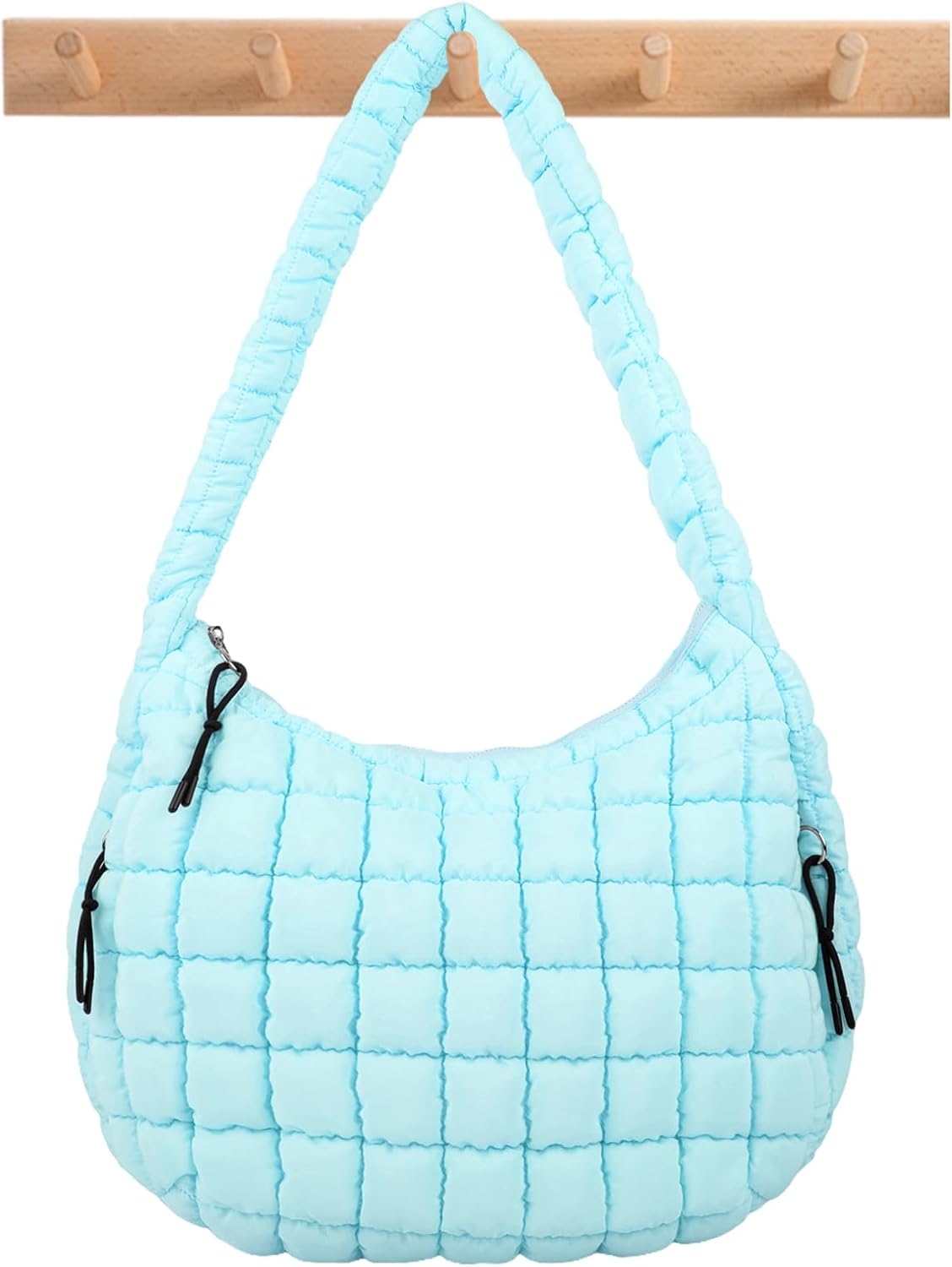 Quilted Puffer Tote Bag Large Crossbody Shoulder Bag with Zipper, Nylon Hobo Oversized Handbag