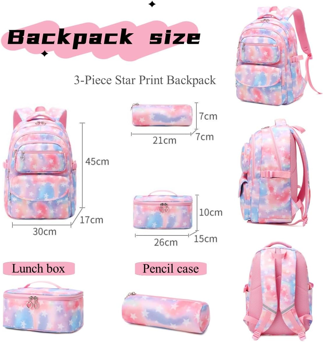 3Pcs Daisy Prints Backpack for Girls Bookbag set Primary School Daypack Elementary Students Knapsack with Lunch Box
